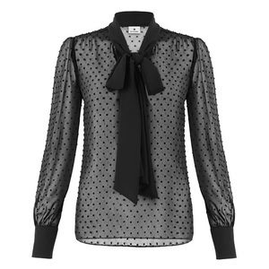 Altuzarra Tie-Front Sheer Long Sleeve Blouse